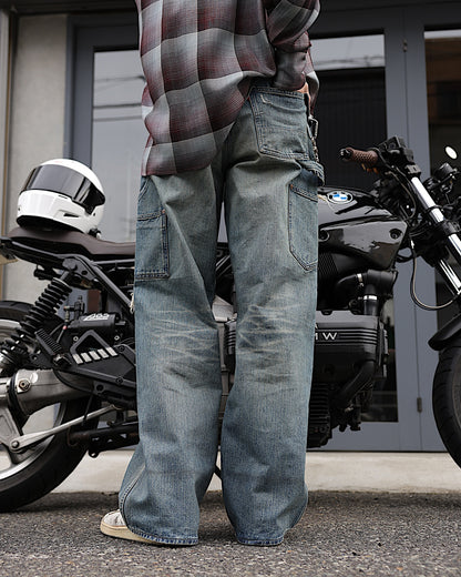 SUGARHILL / DESTRESSED MODERN DENIM DOUBLE KNEE CUT