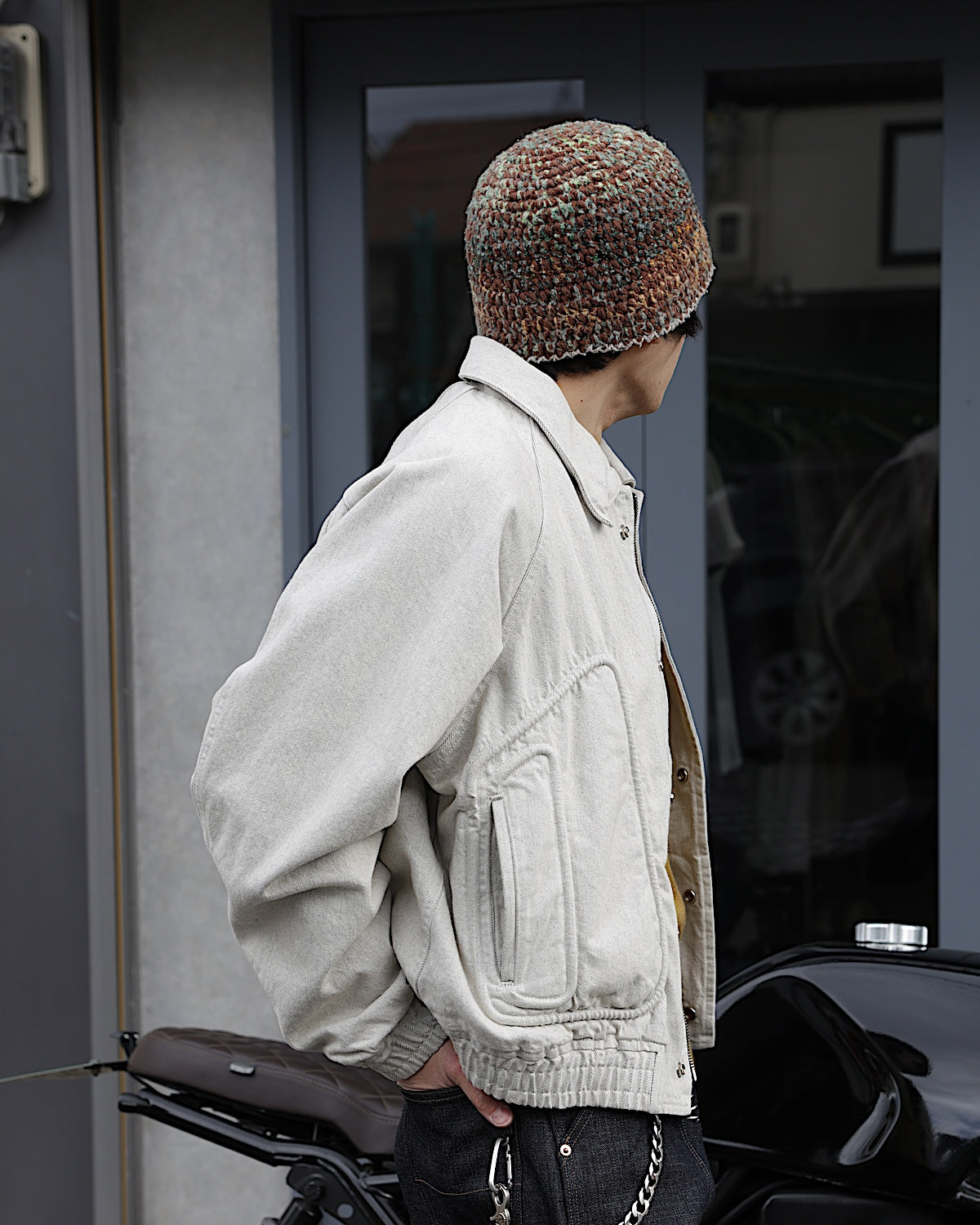 SUGARHILL / PIPING DENIM BOMBER JACKET