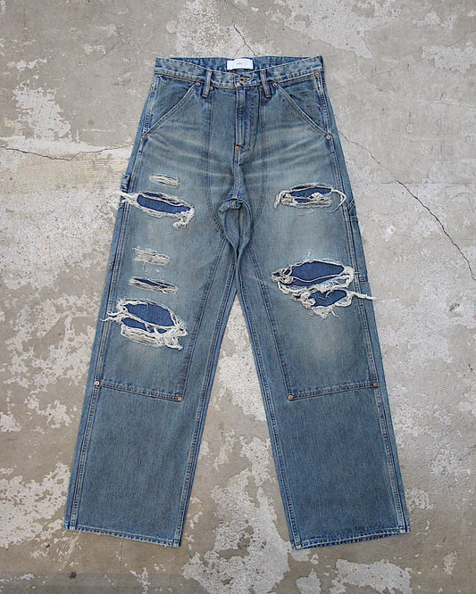 SUGARHILL / DESTRESSED MODERN DENIM DOUBLE KNEE CUT