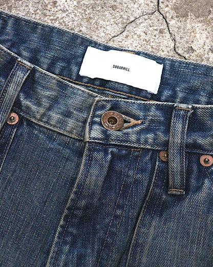 SUGARHILL / DESTRESSED MODERN DENIM DOUBLE KNEE CUT