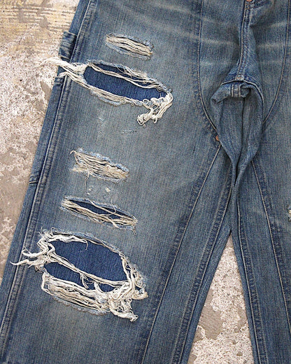 SUGARHILL / DESTRESSED MODERN DENIM DOUBLE KNEE CUT