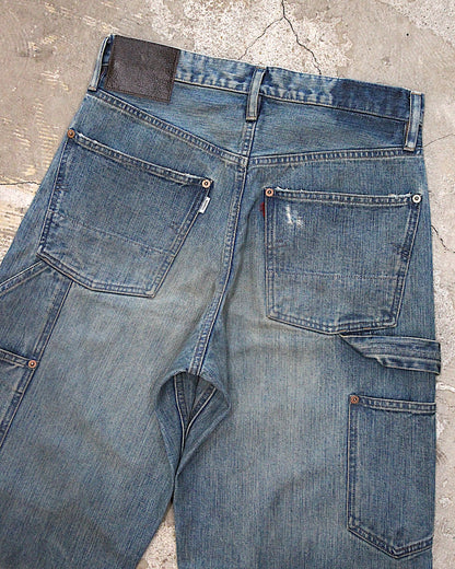 SUGARHILL / DESTRESSED MODERN DENIM DOUBLE KNEE CUT