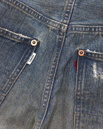 SUGARHILL / DESTRESSED MODERN DENIM DOUBLE KNEE CUT