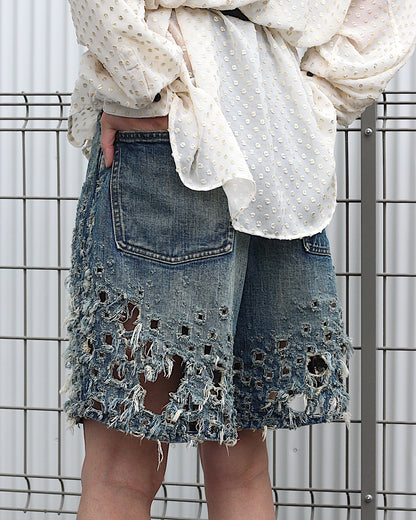 SUGARHILL / CRUSHED MODERN DENIM WIDE SHORTS