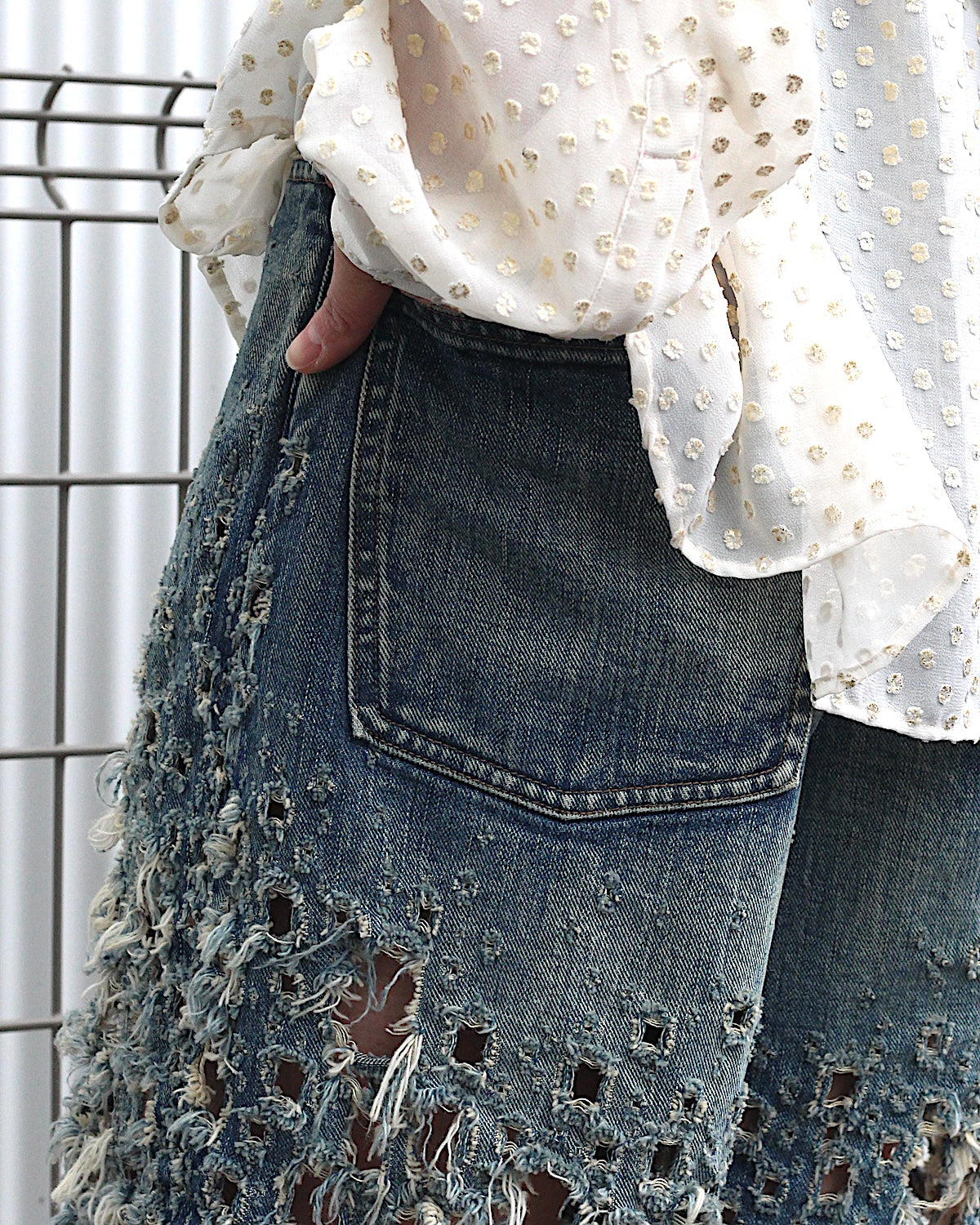 SUGARHILL / CRUSHED MODERN DENIM WIDE SHORTS