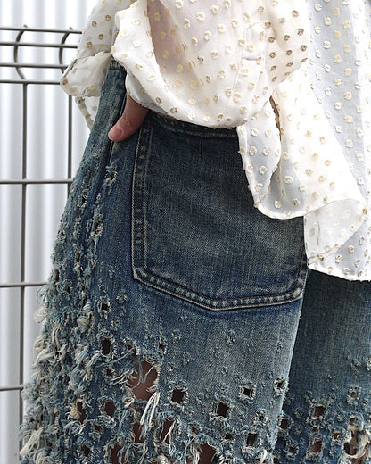 SUGARHILL / CRUSHED MODERN DENIM WIDE SHORTS