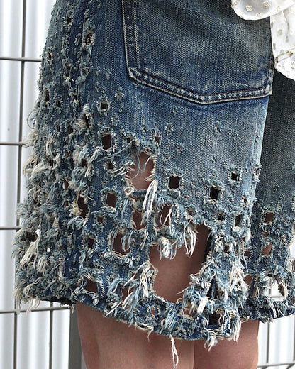 SUGARHILL / CRUSHED MODERN DENIM WIDE SHORTS