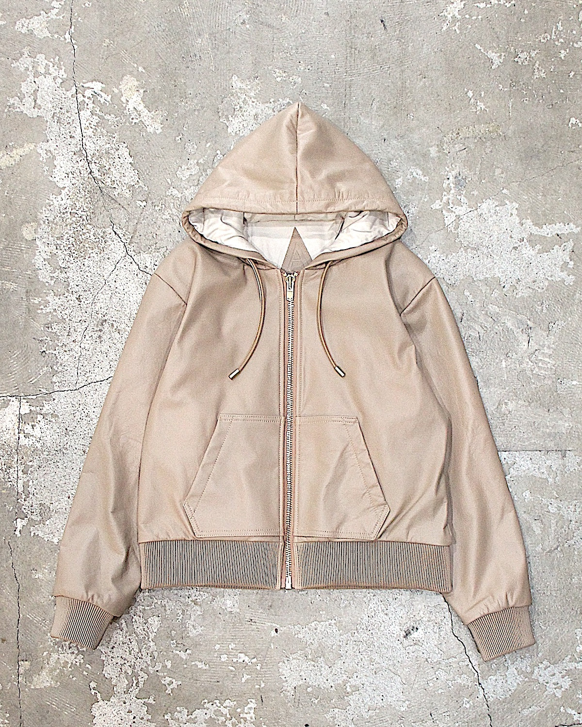 A LEATHER / ZIP HOODY