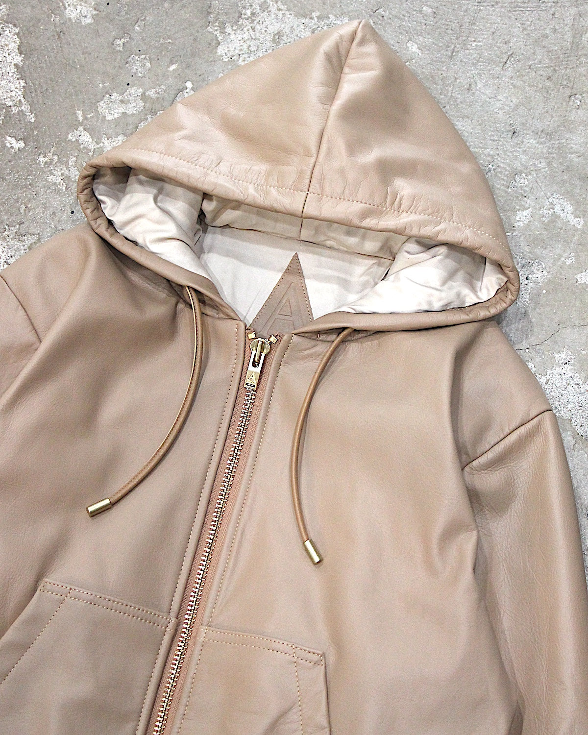 A LEATHER / ZIP HOODY