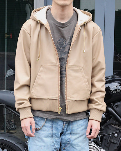 A LEATHER / ZIP HOODY