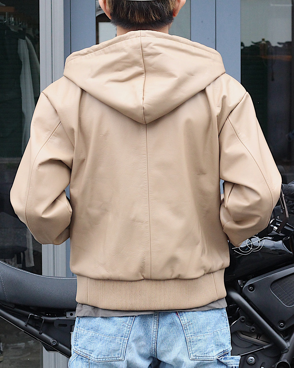 A LEATHER / ZIP HOODY