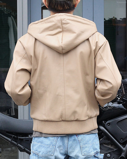 A LEATHER / ZIP HOODY
